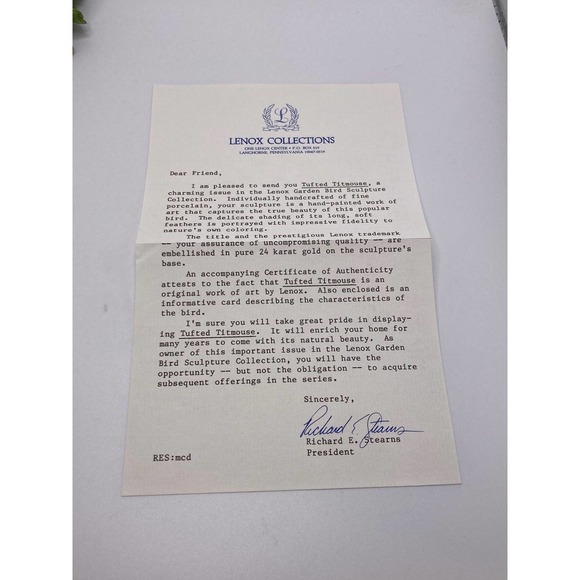 Lenox Garden Bird Sculptor Collection -Tufted Titmouse pre-owned with COA - Picture 8 of 12